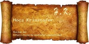 Hocz Krisztofer névjegykártya